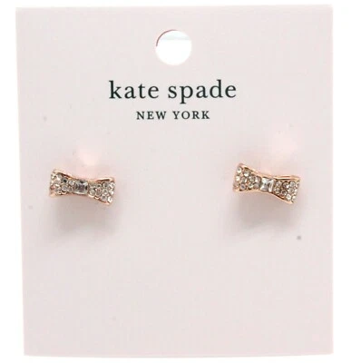 Aretes Kate Spade New York pequeños lazo de cristal oro rosa Foto 1 de 4