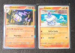 Chandelure 038/167 holo & Litwick 036/167 Pokemon card SV Twilight Masquerade NM - Picture 1 of 1