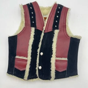 Leather Vest Child Cowboy Cowgirl Suede Sherpa Boy Girl Halloween Costume Play - Picture 1 of 14
