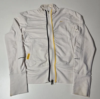 Nike Sudadera Mujer Pequeña Cremallera Completa Pista Blanca Livestrong Chaqueta Dri Fit Y2K Foto 1 de 4