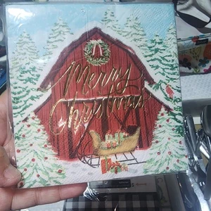 BROTHER SISTER 2013 NWT MERRY CHRISTMAS BARN 30 CT NAPKINS - Picture 1 of 2