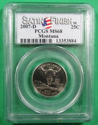 2007-D 25c Montana Satin Finish PCGS MS68. A very pretty ultra-gem. (925196) - Image 1 of 2