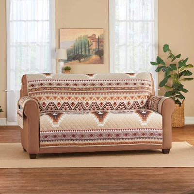 COLLECTIONS ETC Quilted Neutral Southwest Aztec Furniture Cover - Loveseat