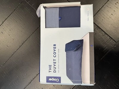 Casper 100% Supima Cotton Duvet Cover - Blue/Navy  (Twin/Twin XL) - NEW Read - Image 1 of 3