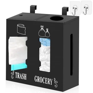 2 in 1 Trash Bag Dispenser and Grocery Bag Holder, Large Wooden Trash Bag Hol... - Picture 1 of 7