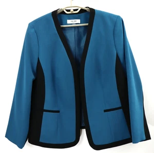 NEU JONES STUDIO Damen Polyester Blazer Jacke Langarm Blau Schwarz Größe 16W - Bild 1 von 16