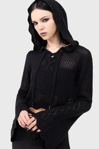 KILLSTAR Shadow Witch Kapuzen Strick Pullover Crop schwarz - Gr. XL - Neu mit Etikett - Bild 1 von 9