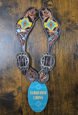 TOTALMENTE NUEVO Tejedor Turquesa Cruz Navajo Flecha Cuentas Damas Correas Espuela Foto 1 de 4