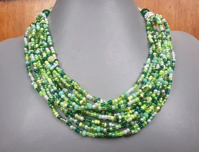 💎💎💎COLLANA DONNA PIETRE DURE VERDI, MULTIFILO BOHO 💎💎💎 - Immagine 1 di 4