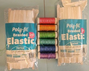 Lot of 2 x 20 Yard Polyfil Elastic & 6 Spools of Thread - Picture 1 of 1