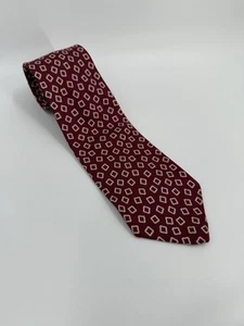 VINTAGE GUY LAROCHE Neck Tie RED IVORY Geometrical 100% SILK Necktie 3.5X60 - Picture 1 of 7