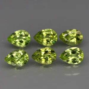 Pera 7x5mm. Brillante Brillante Brillante Peridoto Verde Natural ¡Limpio! 6 piezas / 4,43 quilates - Imagen 1 de 6