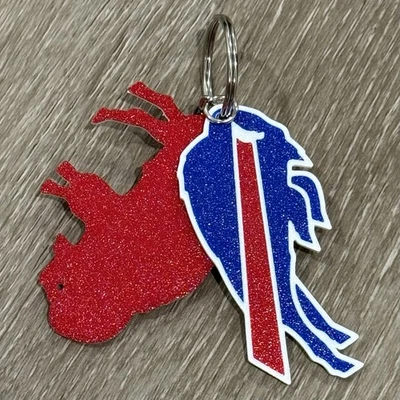 Buffalo Bills 3D Printed Blue Red White Retro PLA Keychain Gifts NFL Lot of 2 - Image 1 of 4