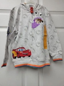 Disney 100 Pixar Character Jacket Hoodie Size 7 Gray NWT - Picture 1 of 6