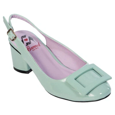 Escarpins Banned Retro Rockabilly Vintage Swing Laqué Slingback - Arcadia Vert Menthe - Photo 1/3