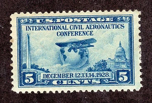 US # 650 (1928) 5c, VF/XF, MLH: International Civil Aeronaitics Conf (Filler) - Picture 1 of 2