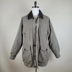 Rainforest Jacket Mens XL Green Coat Parka Lined Insulated Leather Trim Outdoor - Picture 1 of 11