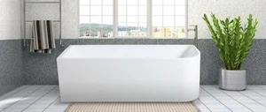CBT 1500/1700mm Bath Tub White Corner Back to Wall Acrylic No Overflow - Picture 1 of 25