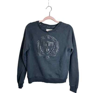 VTG. Abercrombie & Fitch Sweatshirt Long Sleeve V-neck Women’s M Academia Black - Picture 1 of 7