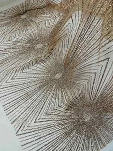 Rose Gold Sparkling Glitter Mesh Fabric By Yard, Sequins Geometric - Picture 1 of 4