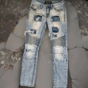 Salvage Jeans Distressed Havoc Herren 29x28 Straight Slim Fit Blau Denim Schnalle - Bild 1 von 16