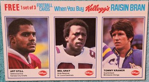 Art Still, Mel Gray & Tommy Kramer 1982 Kellogg's Football Panel Ex