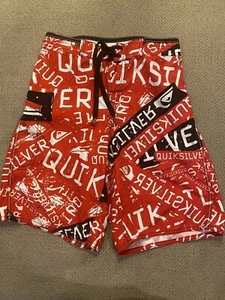 Boys Quiksilver Red Swimsuit Trunks Board Shorts Medium - Picture 1 of 1