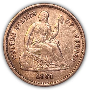 1861 Sitzende Freiheit Half Dime fast unzirkuliert vz Münze #23329 - Bild 1 von 3