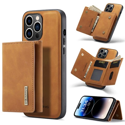 M1 Back Magnetic Wallet Pouch Card Holder Leather Phone Cover For Cell Phones - Image 1 of 4