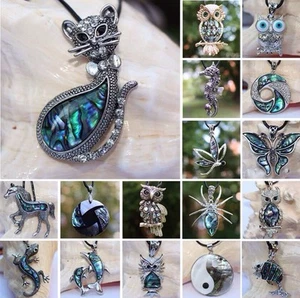 Echt Muschel Perlmutt Perlenschmuck Anhänger Collier mit Schnur Halskette Kette - Bild 1 von 16