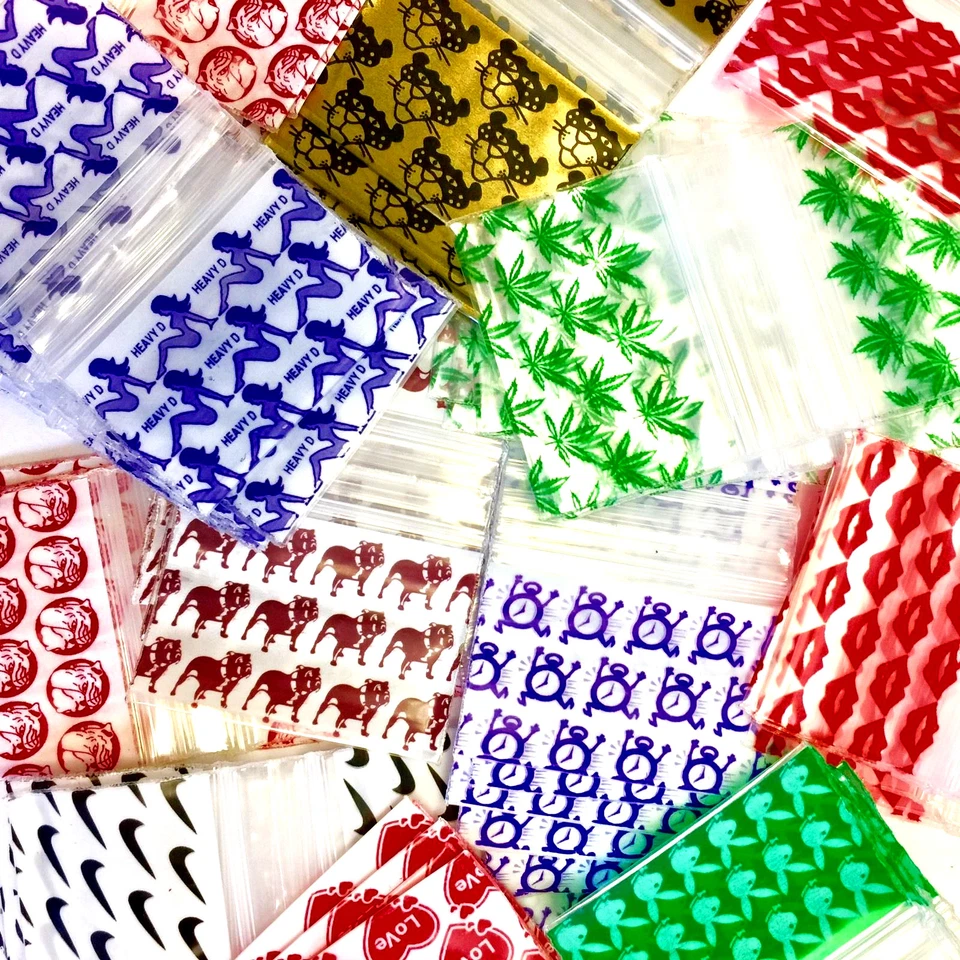 2.5 MIL 12510 MINI ZIP DESIGN BAGS 1.25"X1" 10 DSN PRE-MIX 1000PCS, READ DETAILS - Image 1 of 4
