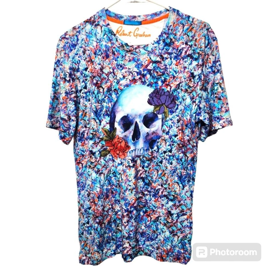 Robert Graham Embroidered Skull Tshirt Size XS - Image 1 of 4