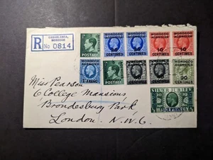 1937 Registered Morocco Overprint Cover Casablanca to London England - Picture 1 of 2