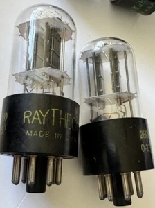 Matched Pair Raytheon 12SN7GT NOS Black Plates Dual Support Rods - Picture 1 of 24