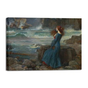 Canvas Wall Art Miranda The Tempest 1916 by John William Waterhouse Classic Art - Picture 1 of 6