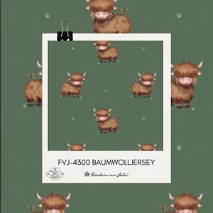 Baumwoll Jersey "Kuh" grün - Fräulein von Julie - Bild 1 von 3