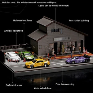 Diorama 1:64 Garage Model LED Light Parking Lot Showroom Scene Display CaseS0 - Picture 1 of 15