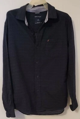 Camisa Tejida Nautica Niño Azul Marino/Rosa/Blanco Abotonada Rosa Logo L/S M(10/12)  Foto 1 de 4