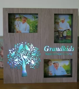 Grandkids Tree Wooden 4 x 6 Collage Photo Picture Frame LED Light Colour Change - Bild 1 von 9