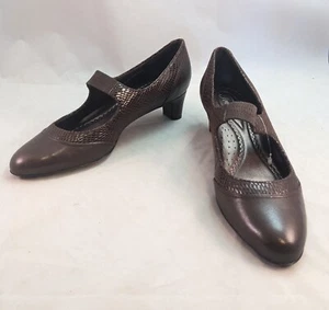 New Trotters Women's Jeanne Mary Jane Brown Slip On Round Toe Pumps Size 8 1/2 M - Picture 1 of 10