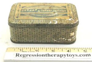 1.5x2.5x4.5" The Goodyear Pat 1879 Syringe Tin Box Brooklyn NY Hinged Orig Rare  - Picture 1 of 7