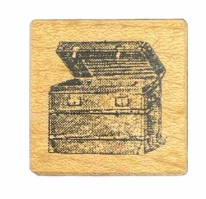 Chest Box Antique Storage Trinket Sign Symbol Wood Rubber Stamp - Picture 1 of 3