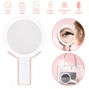 Makeup Mirror with Lights, Rechargeable Double Sided 10X /1X Magnifying Mirror - Picture 1 of 14