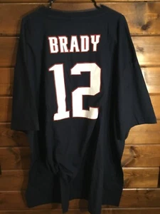 Tom Brady #12 New England Patriots Jersey Style Majestic Navy T-shirt 5XL NWT - Picture 1 of 8
