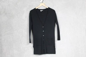 Halogen Wool Cashmere Blend Cardigan Sweater Womens S Black Minimalist Capsule - Picture 1 of 10