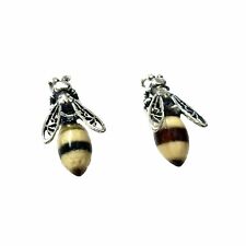 Baltic Amber Cognac in 925 Sterling Silver Studs Bee