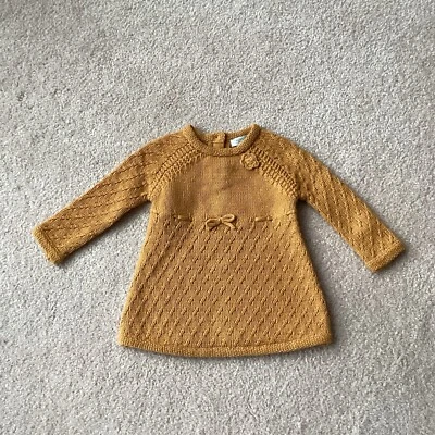 RACHEL ZOE 3-6 MESES SUÉTER VESTIDO DE PUNTO, DORADO, BOTONES TRASEROS, MANGA LARGA Foto 1 de 3