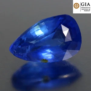 Zafiro azul natural sin calentar pera de 1,08 quilates (8 x 5 mm) certificado por GIA - Imagen 1 de 3