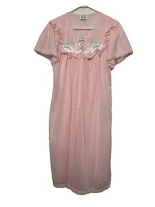 Juego de 2 Camisones Kelly Reed Vintage Nylon Bata Camisón Rosa Mediano Bordado - Imagen 1 de 19