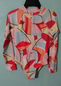 New Wonder Nation Geo Rash Guard 1 pc Girls Long Sleeve UPF 50+ Size L (10/12) - Picture 1 of 8